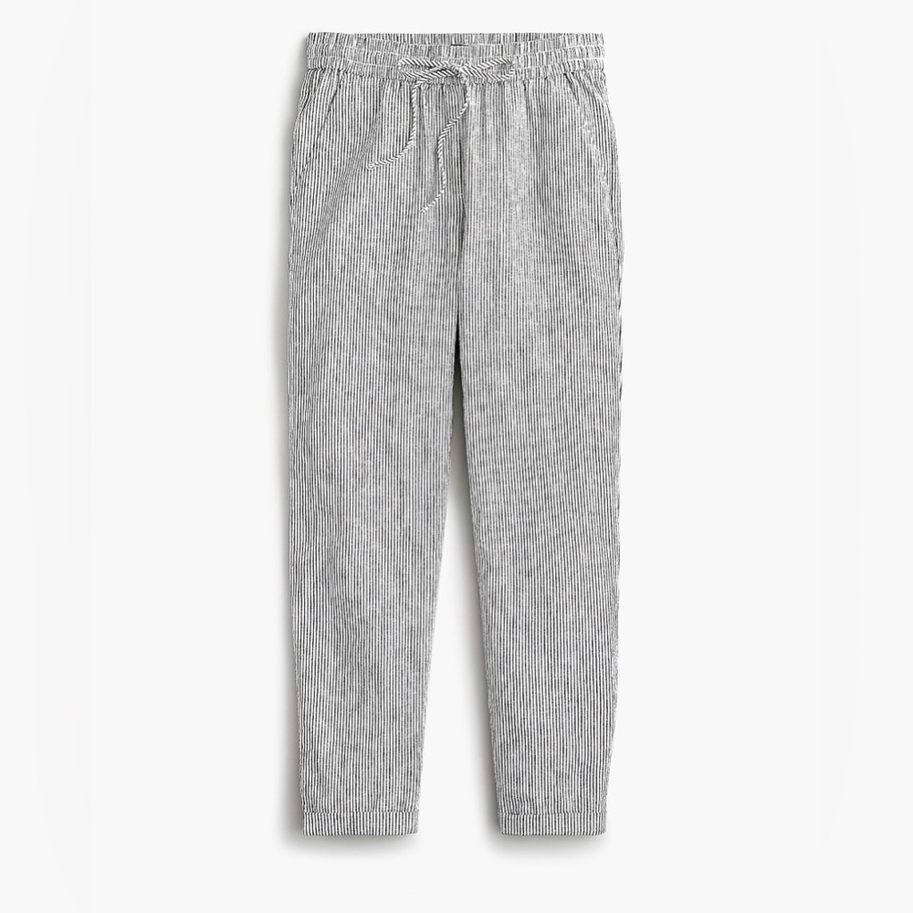 J. Crew Striped Linen-Cotton Blend Drawstring Pants Size 12